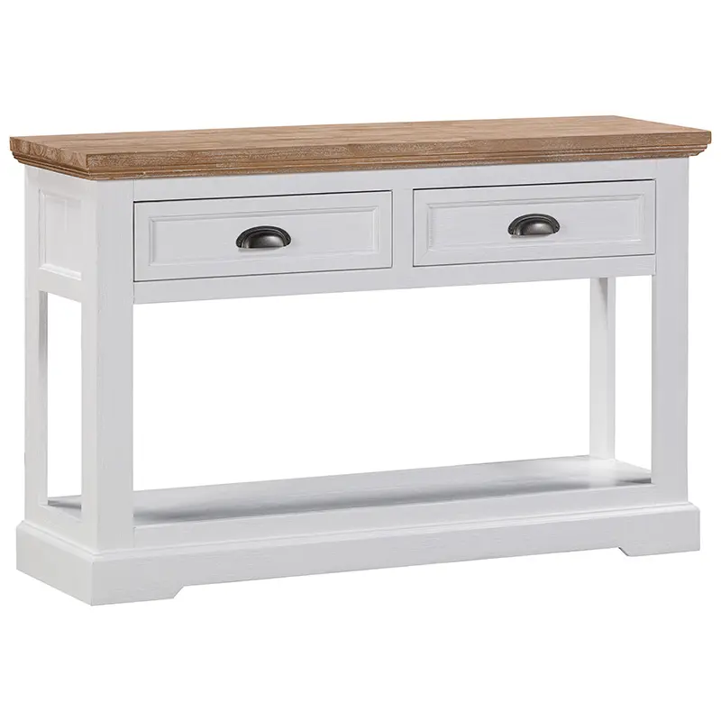 Hall Table, Paddington collection, acacia timber, greywash finish, brushed white accents, sleek design, versatile furniture, entryway decor, hallway furniture.