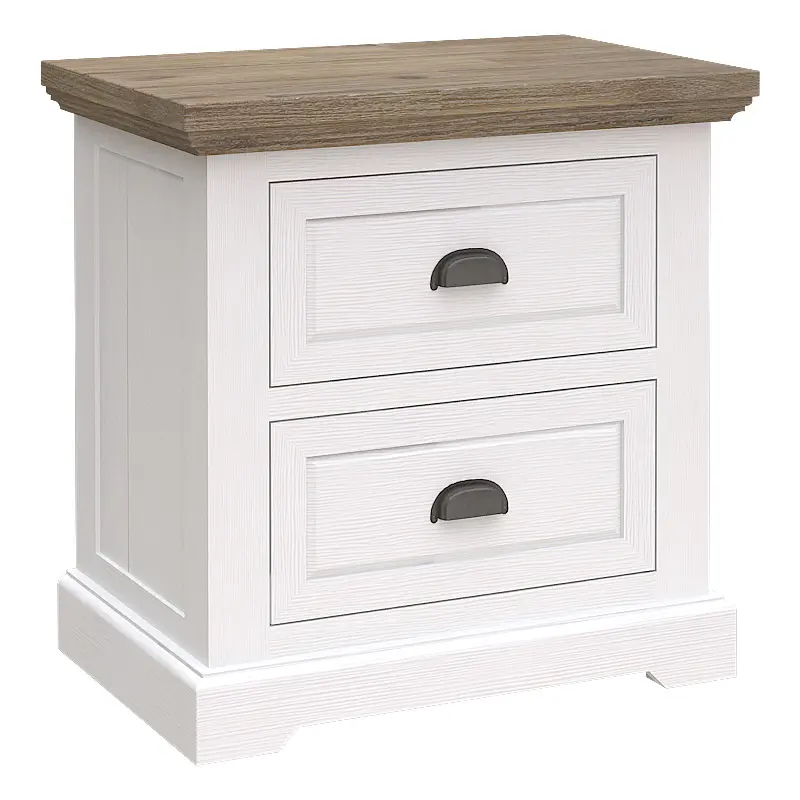 Bed Side table, Paddington range, acacia timber, greywash finish, brushed white finish, VJ panelling, bedroom decor, storage solution, elegant design, compact size, versatile furniture.
