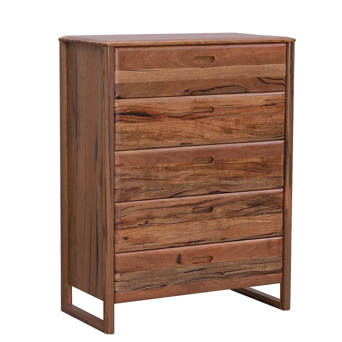 Fremantle Tallboy in Marri timber with five drawers.